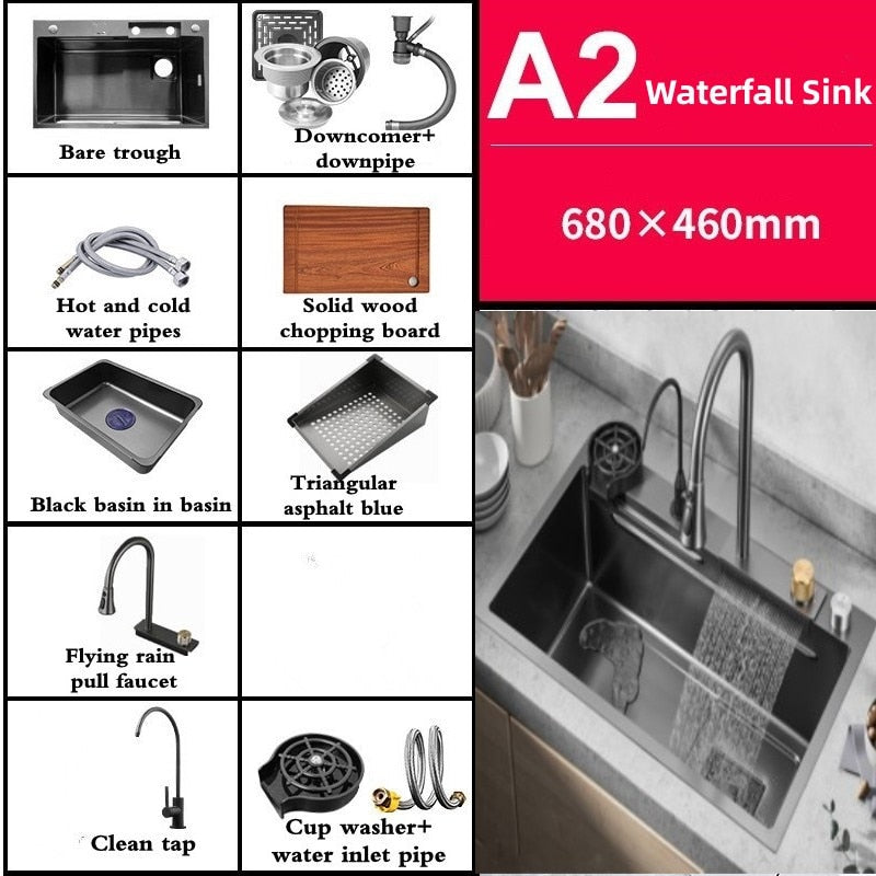 Stainless Steel Waterfall Kitchen Sink