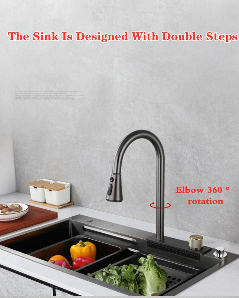 Stainless Steel Waterfall Kitchen Sink