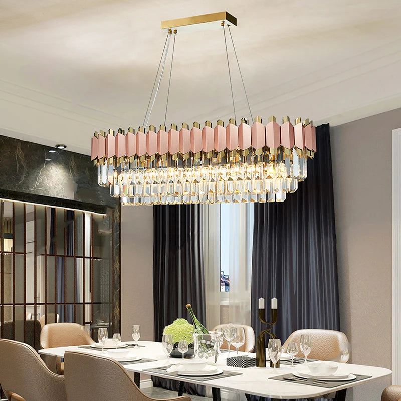 E312 Crystal Rose Gold Chandeliers