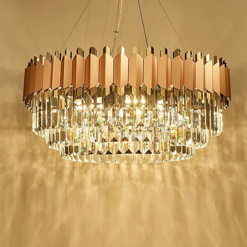 E312 Crystal Rose Gold Chandeliers